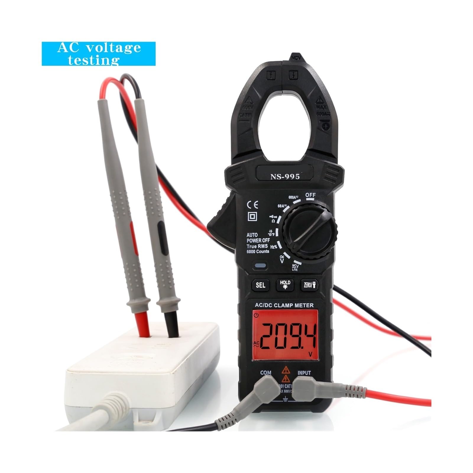 Pinza amperimétrica digital de CA/CC NS-995, multímetro, amperímetro de pinza, pinza amperimétrica de temperatura y capacitancia(NS-995 AC DC Clamp)