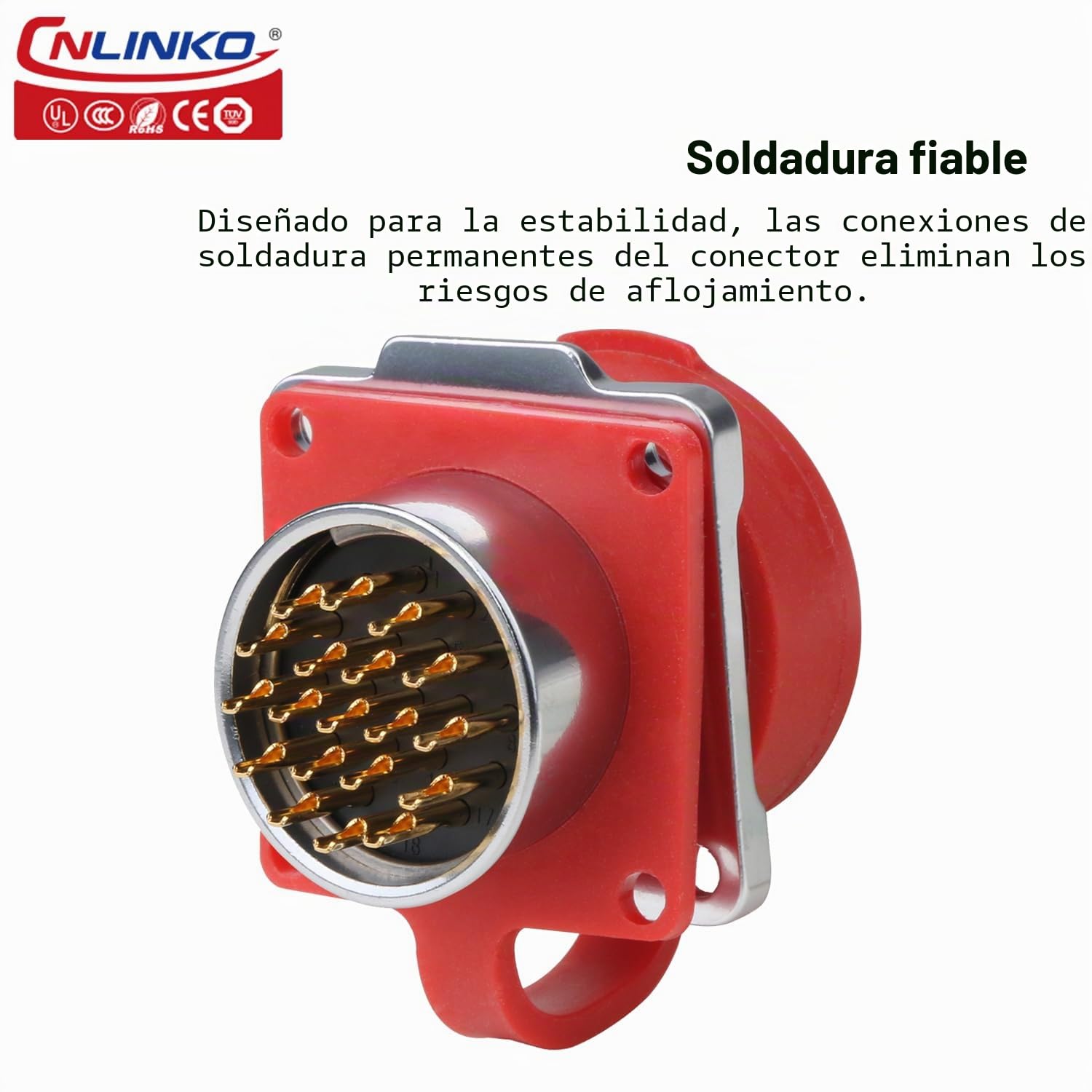 CNLINKO LP-24 19 Pin Conector Impermeable, Enchufe rápido Conectores rápidos de aviación con Carcasa de plástico PBT，Toma con Brida M24 (19 Pin)