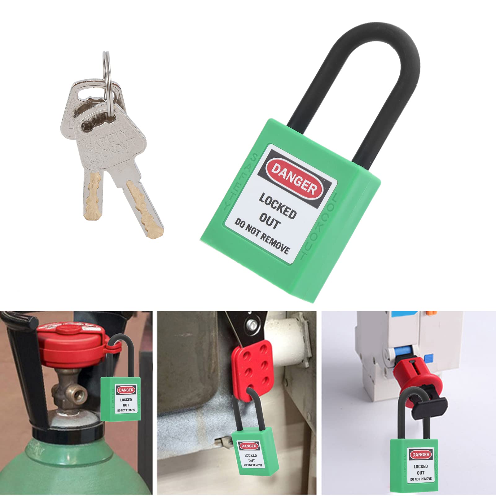 SAFETY PADLOCK ENGINEERING INSULATION WITH 2 KEYS FOR FACTORIES CONSTRUCTION HOSPITALS (Green)