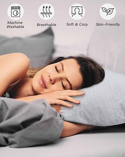 Miniatura 4 de Fundas de almohada geométricas de tamaño estándar, paquete de 2 fundas de almohada suaves para cama, sofá o sillón, funda de cojín lumbar con cierre