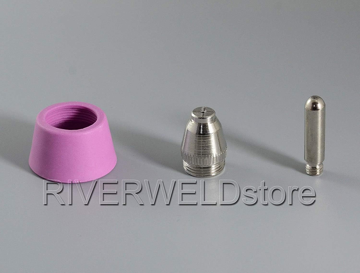 RIVERWELD SG-55 AG-60 WSD-60 Plasma Electrode with Hafnium Wire Plasma Tip Nozzle .040" & 1.0mm 50Amp Alumina Nozzle Ceramic Cups kit Fit CUT-60 LGK-60 Plasma Cutter 50pcs