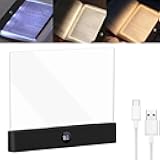 Book Light, 2026 Upgraded Rechargeable Clear LED Flat Book Lights for Reading in Bed at Night, with 3 Colors & Timer & Dimmable Panel Plate Book Lamp, Gifts for Book Lovers (Black)