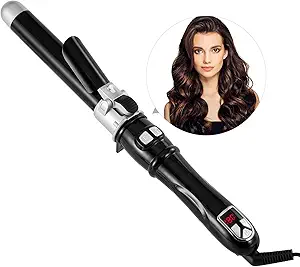 1.1inch Rotating Curling Iron,Automatic Curling Iron Professional Rotating Hair Curler for Long Hair, Auto Hair Styling Curler Dual Voltage 110-240V Ceramic Tourmaline Curling Iron 30S Instant Heat