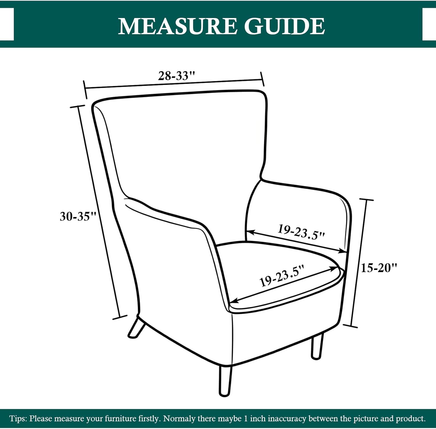 Stretch Accent Wing Chair Cover, Velvet Mid Century Modern Wingback Armchair Slipcover with Elastic Bottom, High Back Arm Reading Chair Covers for Living Room (Caramel)