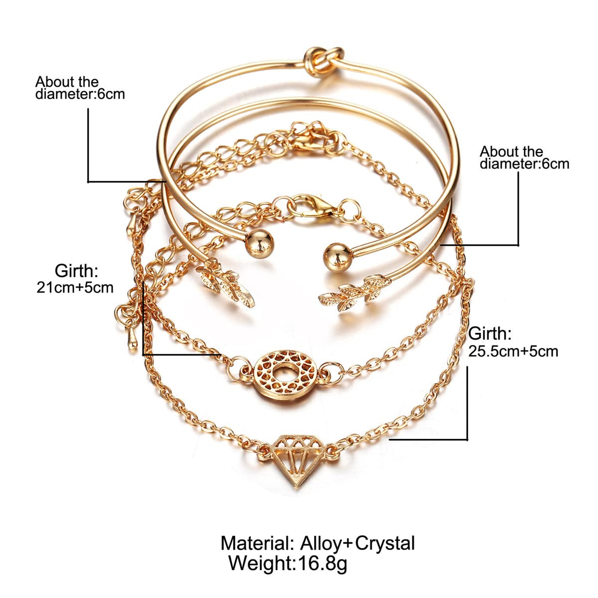 Contemporary Stackable Bracelet Set - Set of 4 Gold-Toned Bracelets