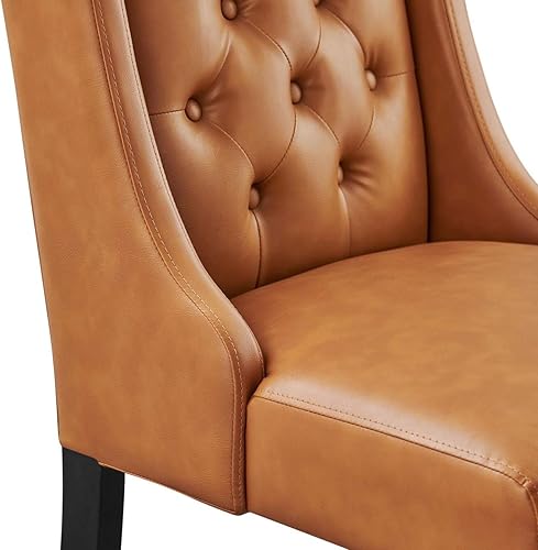 Miniatura 8 de Modway Baronet - Silla de comedor Parsons de cuero vegano con botones en color marrón