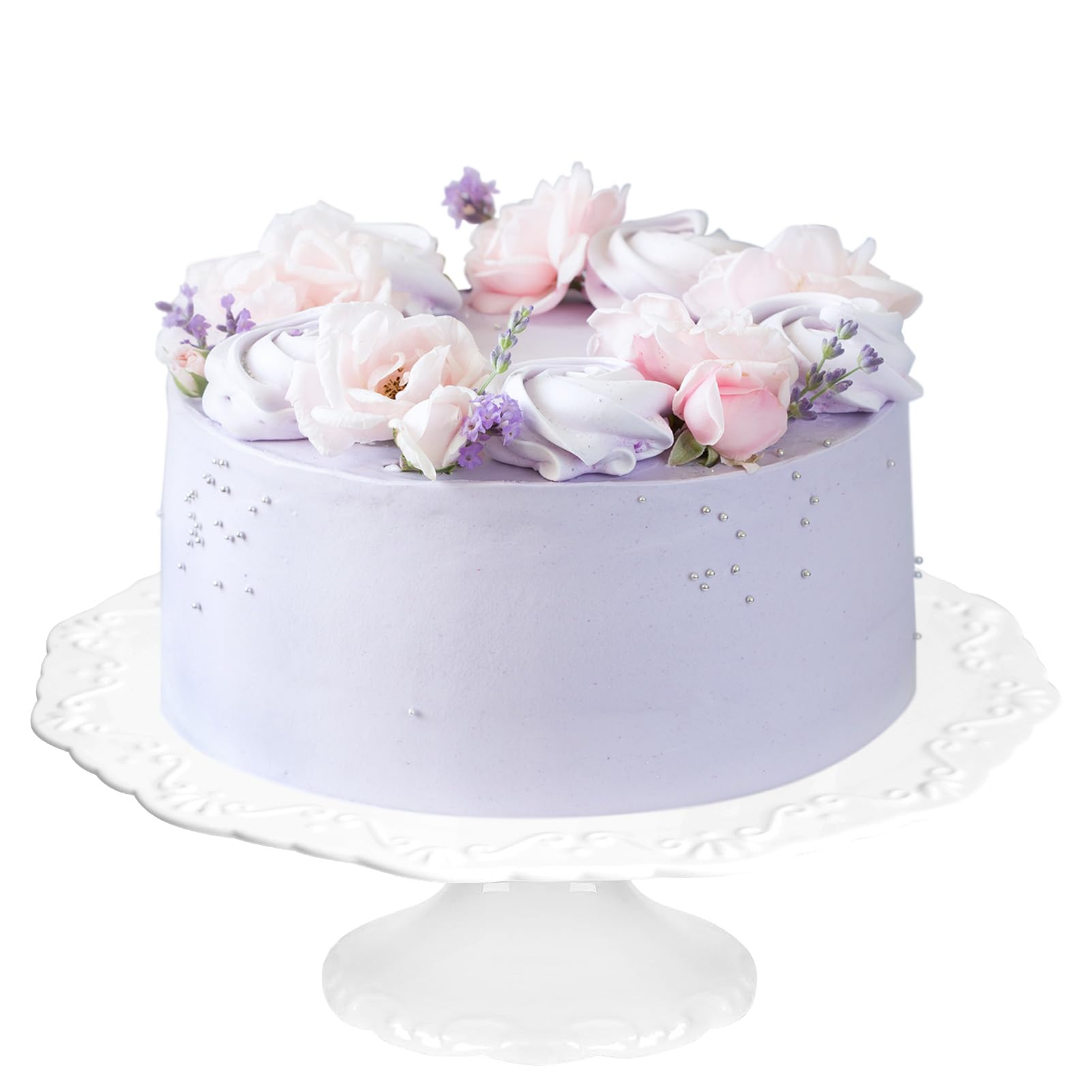 Photo 1 of 12 Inch Cake Stand for 10 Inch Cakes, Porcelain Wedding Cake Stand for Party, Round Dessert Cake Display Stand Plate - Elegant White Cake Pedestal Stand for Birthday, Baby Shower, Christmas, and Party Display (12 Inch)