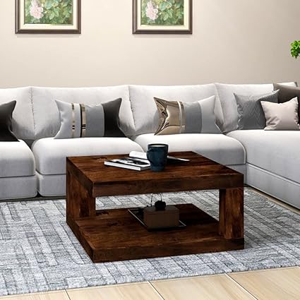 Priti Modern Sheesham Coffee Table for Living Room Center Table Solid Walnut Dark Wood Coffee Table|