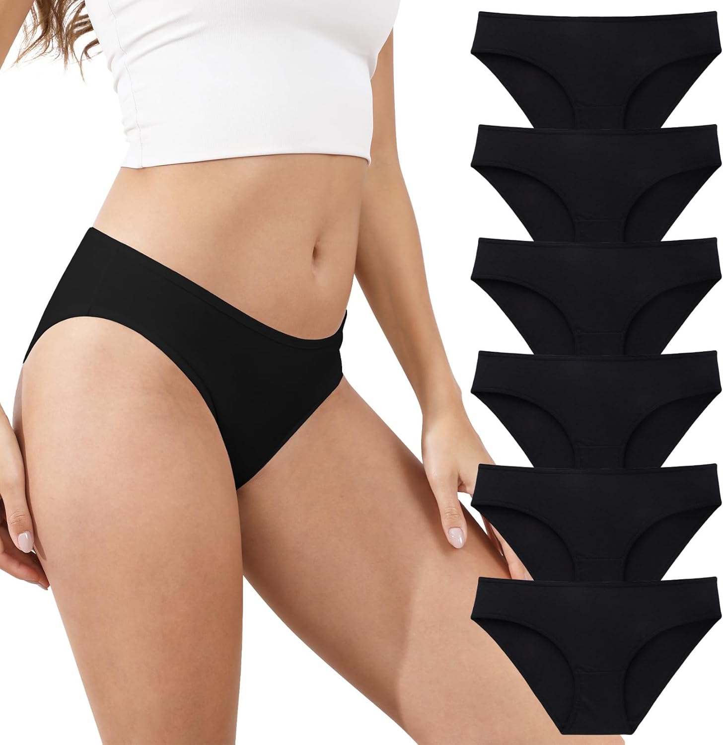Womens Cotton Underwear, Soft Breathable Hipster Panties Stretch Bikini Full Coverage Briefs 6 Pack