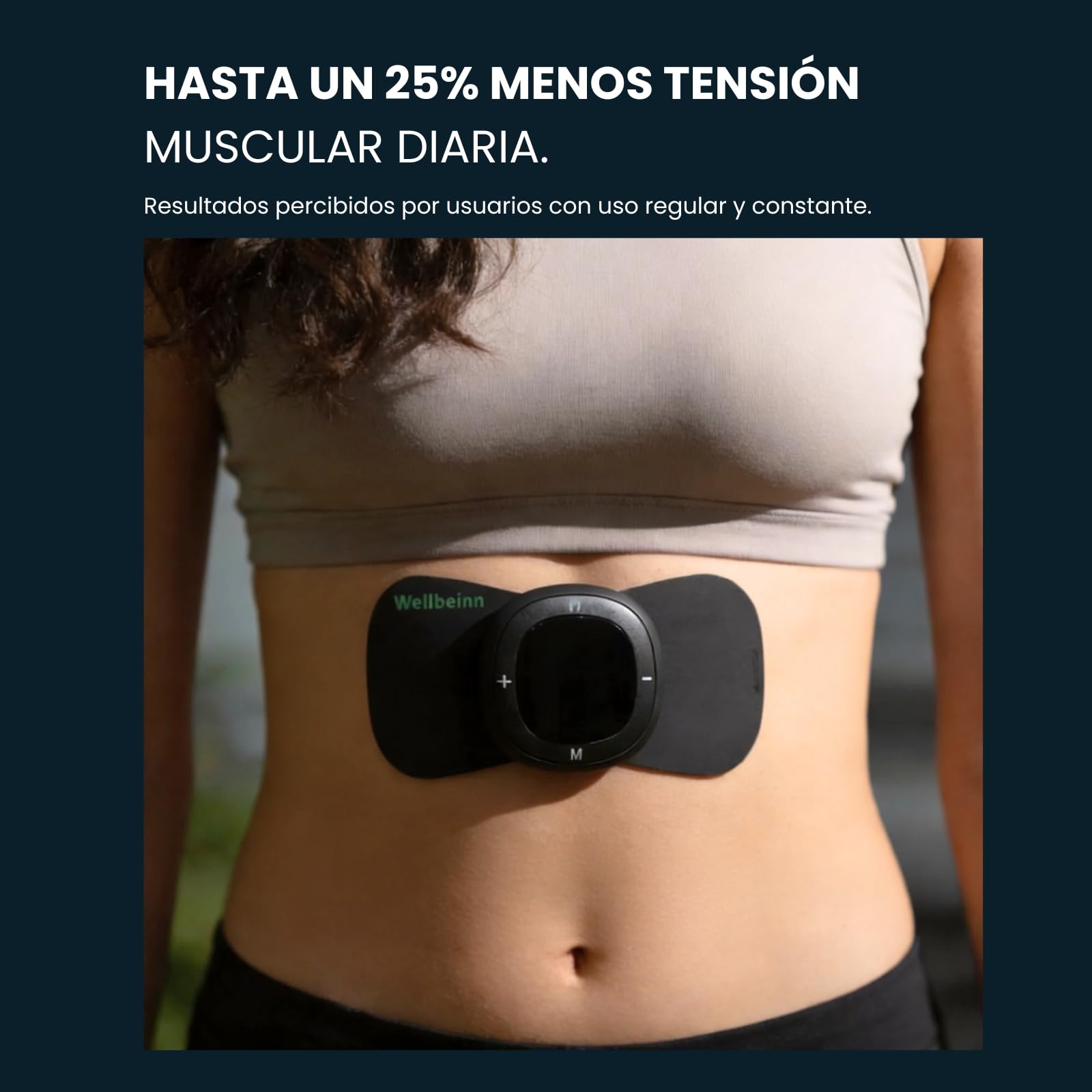 WELLBEINN Electroestimulador Muscular EMS con Calor | TENS Masajeador Recargable USB-C | 8 Modos y Intensidad Ajustable | Mando Remoto y Pantalla | Alivio Muscular Cuello, Espalda y Lumbar