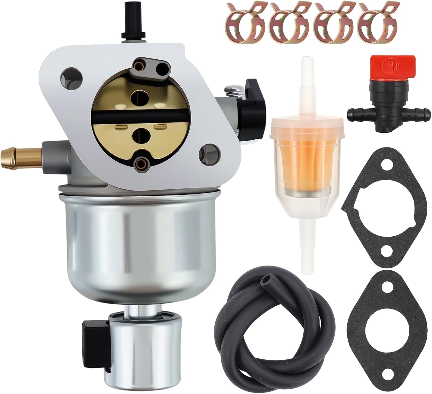 New 15003-7081 Carburetor Fit for Kawasaki FH580V FH541V 19Hp 4 Cycle Engines Carb Replaces 15004-7056 15003-7102 15003-7086 15004-7060 15003-7100 (Carb+Fuel Pump)