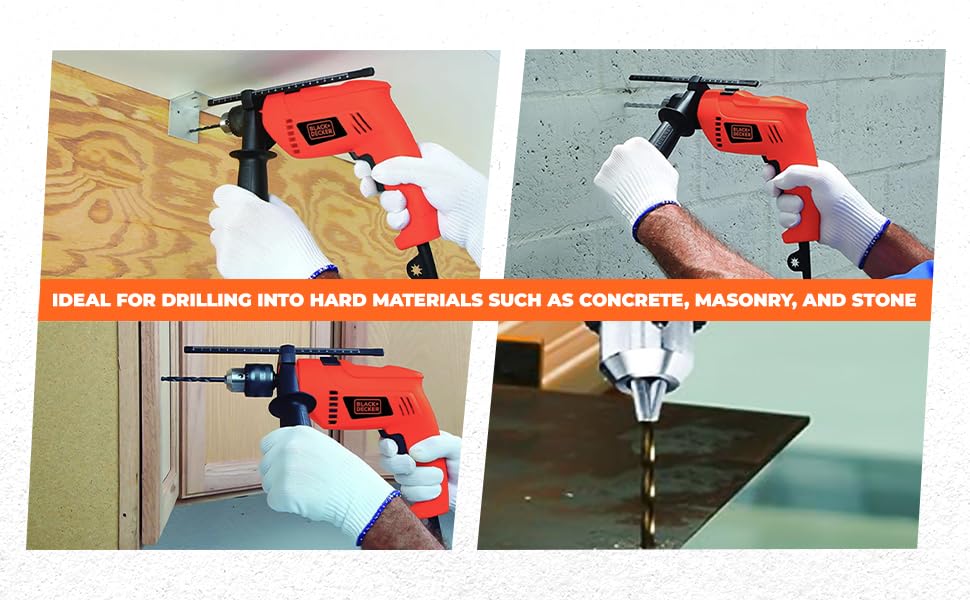 BLACK+DECKER HD555KA50 550W 13mm Variable Speed Reversible Impact Drill Kit with 50 Accessories Kitbox for Home and Professional use - Image 6 thumbnail
