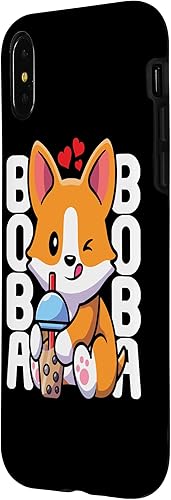 Miniatura 8 de Funda Kawaii con diseño de corazón de té de burbujas para iPhone 15 Kawaii Boba Dog Corgi Tea Drink