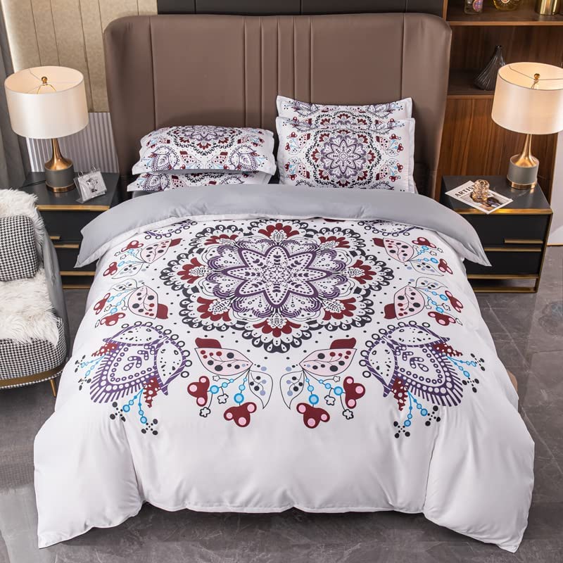 Golden Home6-Pece King Size Cotton Duvet Cover Set, Microfibre Super Soft Cotton, Includes 1xDuvet Cover 220x240cm,1×Fitted Sheet 200x200+30 cm,4xPillow cases 50x75 cm (SS02, King Size)