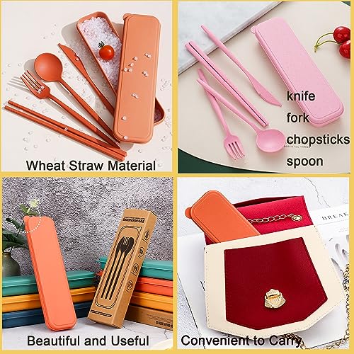 Tneene 6 Pack Wheat Straw Cutlery, Portable Travel Utensils Spoon Fork Knife, Reusable Flatware Set With Case For Travel Office Lunch Camping Daily Use(6 Colors) #TOP5