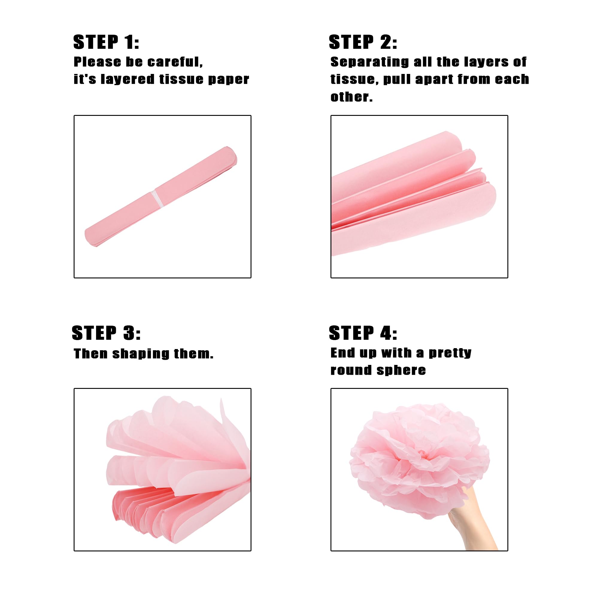 Decorazioni Pom Pom Di Carta - Set 20 Pezzi In Tema Rosa Per Matrimoni, Compleanni E Baby Shower - Foto 12