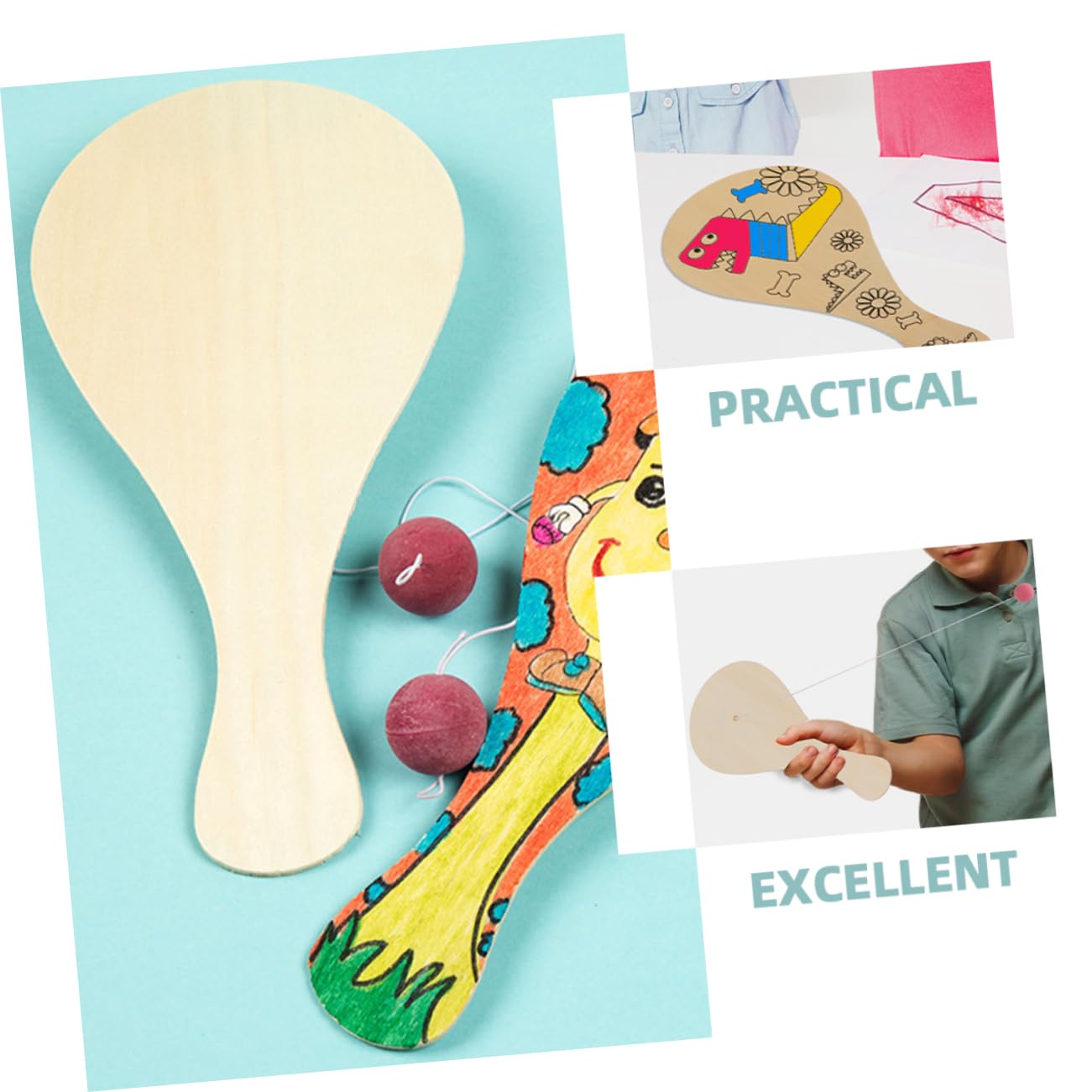 Kids Craft Party Games UPKOCH Wooden Paddle Ball Set 10 Pack DIY kids-craft-party-games-upkoch-wooden-paddle-ball-set-10-pack-diy