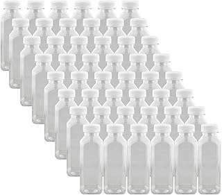 Small Plastic Juice Bottles with Caps in White - 48pk 12oz Water Containers Empty Plastic Bottles with Lids for Juicing and Smoothies