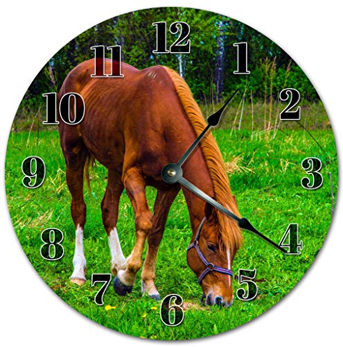 Reloj de pared redondo de 10.5 pulgadas marrón miniatura 1