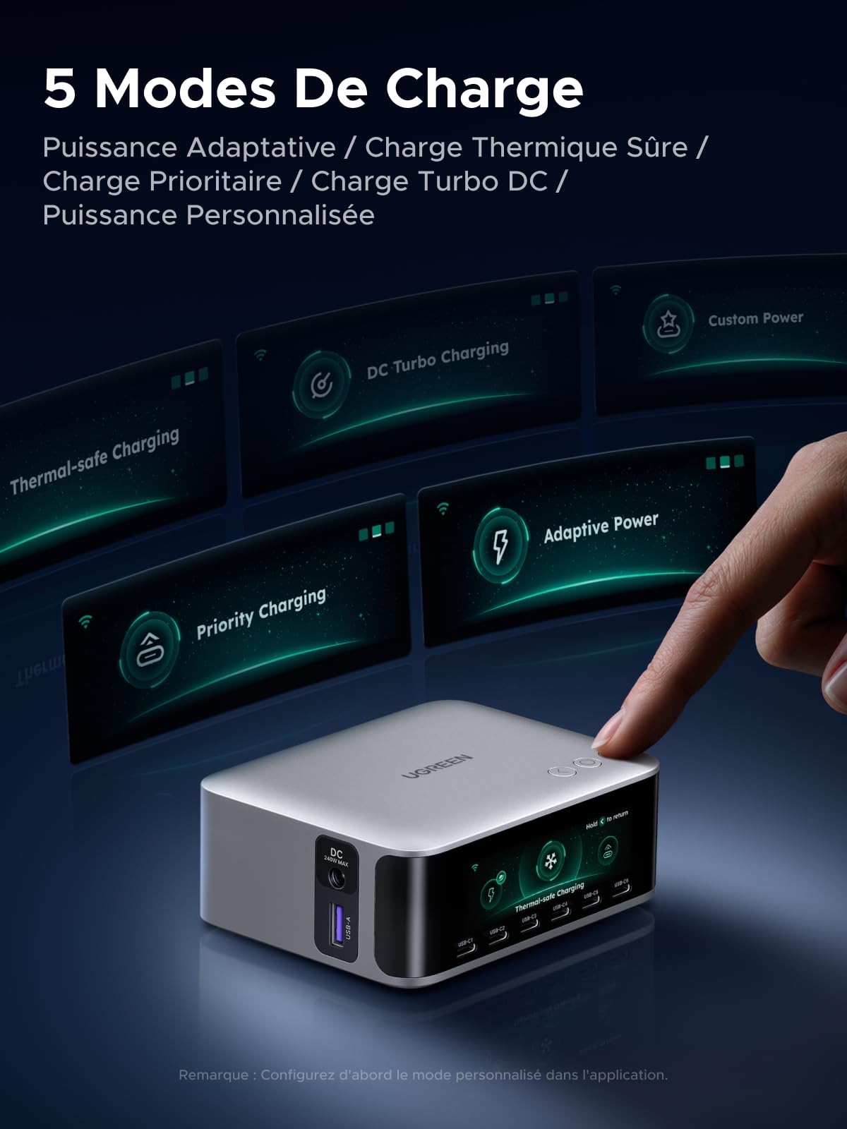 UGREEN Nexode Pro 300W Chargeur USB C Station de Charge 7 Ports avec Écran