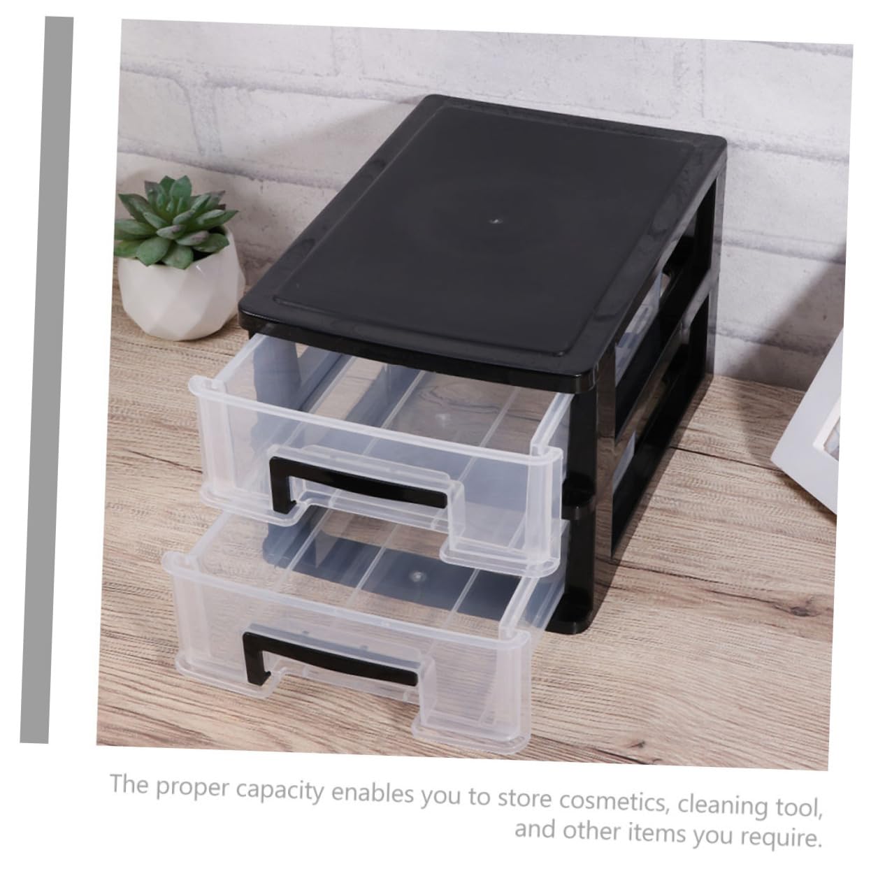 Lot de 2 Organisateurs de Tiroirs de Bureau en Plastique Abs Noir, Organisateur de Rangement de Bureau Pratique pour École et Maison, Rangement Divers