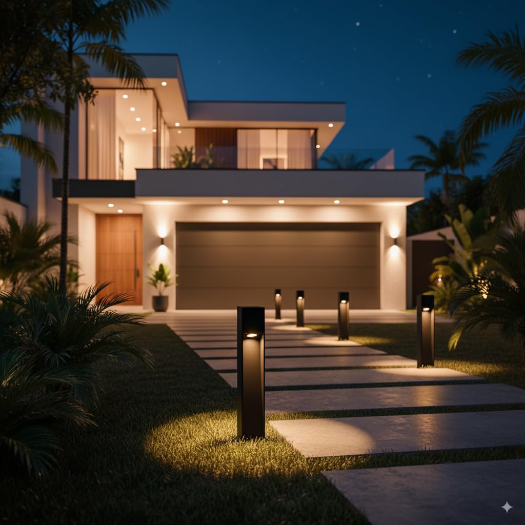 M Ledme - Baliza Led Cora Plus Black 10W, 1000 lumen, Luz regulable de luz calida a fria, Cct, Impermeable IP65, 80 cm, para jardín, Terraza, Entradas y Patios.