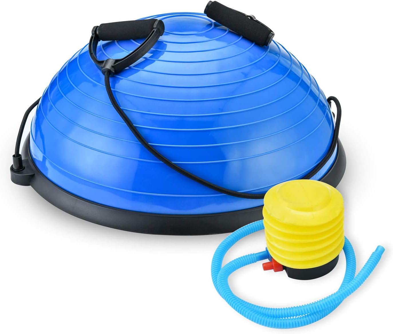 TECHMOO Half Balance Ball Trainer Yoga Pilates Exercise Ball with Resistance Bands Pump Training Equipment Trainer Balance Boards Superior Balance Balls Textured Surface for Strength Exercise