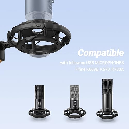 Miniatura 5 de FIFINE Soporte de montaje de choque para micrófono, reducción de vibraciones y eliminación de ruido, con tornillo de pulgar, soporte de pivote,