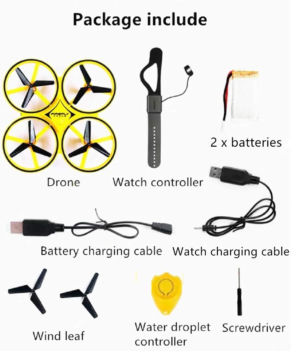 ForBEST Gesture Control Drone Rc Quadcopter Aircraft Hand Sensor Drone with Smart Watch Controlled, 2 batteries, 360° Flips, Led Light, 3 Modes, USB Cable, Best Gift for Kid