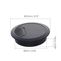 Vista 2 de Yinpecly 5 tapas organizadora de alambre de plástico negro con ojales de escritorio de 2-3/8 pulgadas/2.362 in