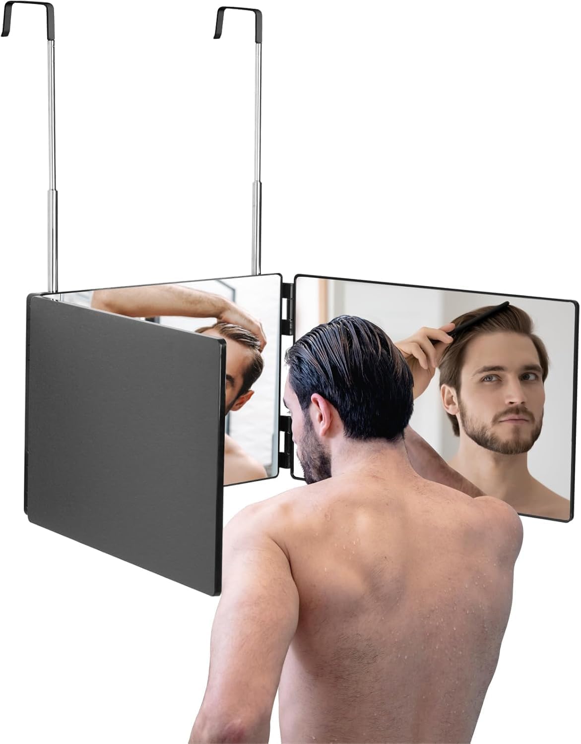 AARKRI SALES 3-Way Mirror for Self Hair Cutting – Adjustable Trifold Barber Mirror with 360° View, Hanging Hooks & Portable Design – Perfect for DIY Haircuts, Shaving, Styling & Beard Trimming at Home-image-49
