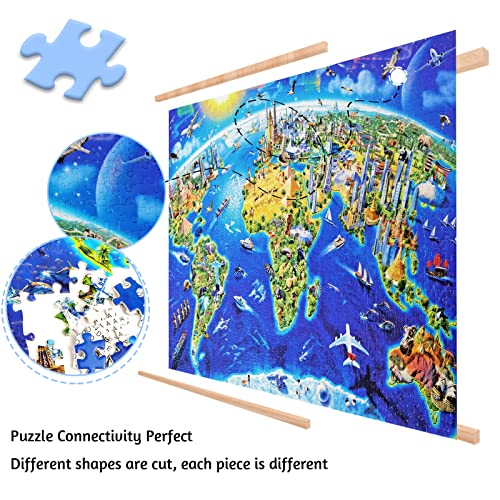 image for MISITU 1000 Pieces Jigsaw Puzzles for Adults World Landmarks Map Chall