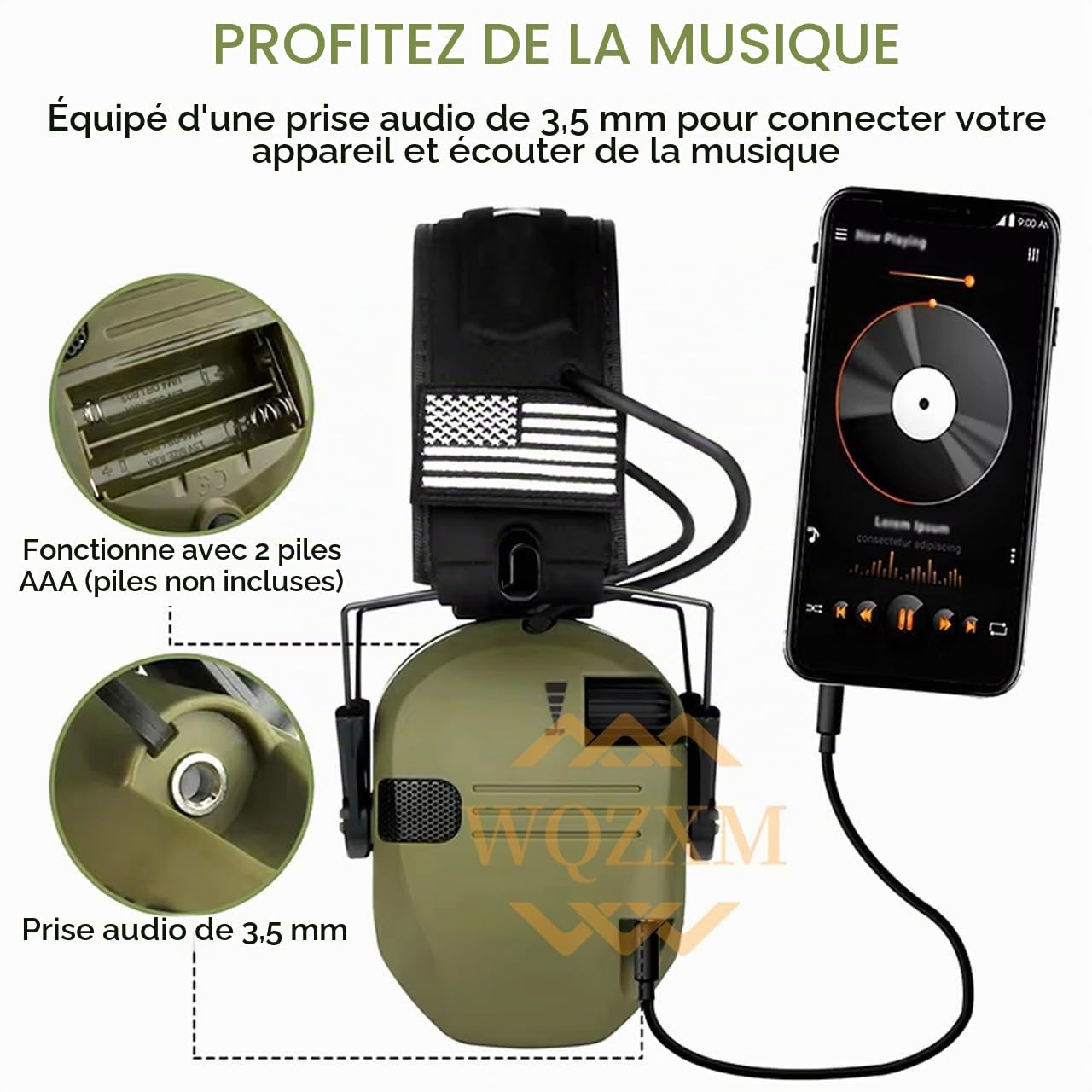 Nouveau Casque Antibruit Tir Électronique Tactique pour Sports Plein Air, Casque Anti-Bruit, Amplification du Son D'impact(Black)