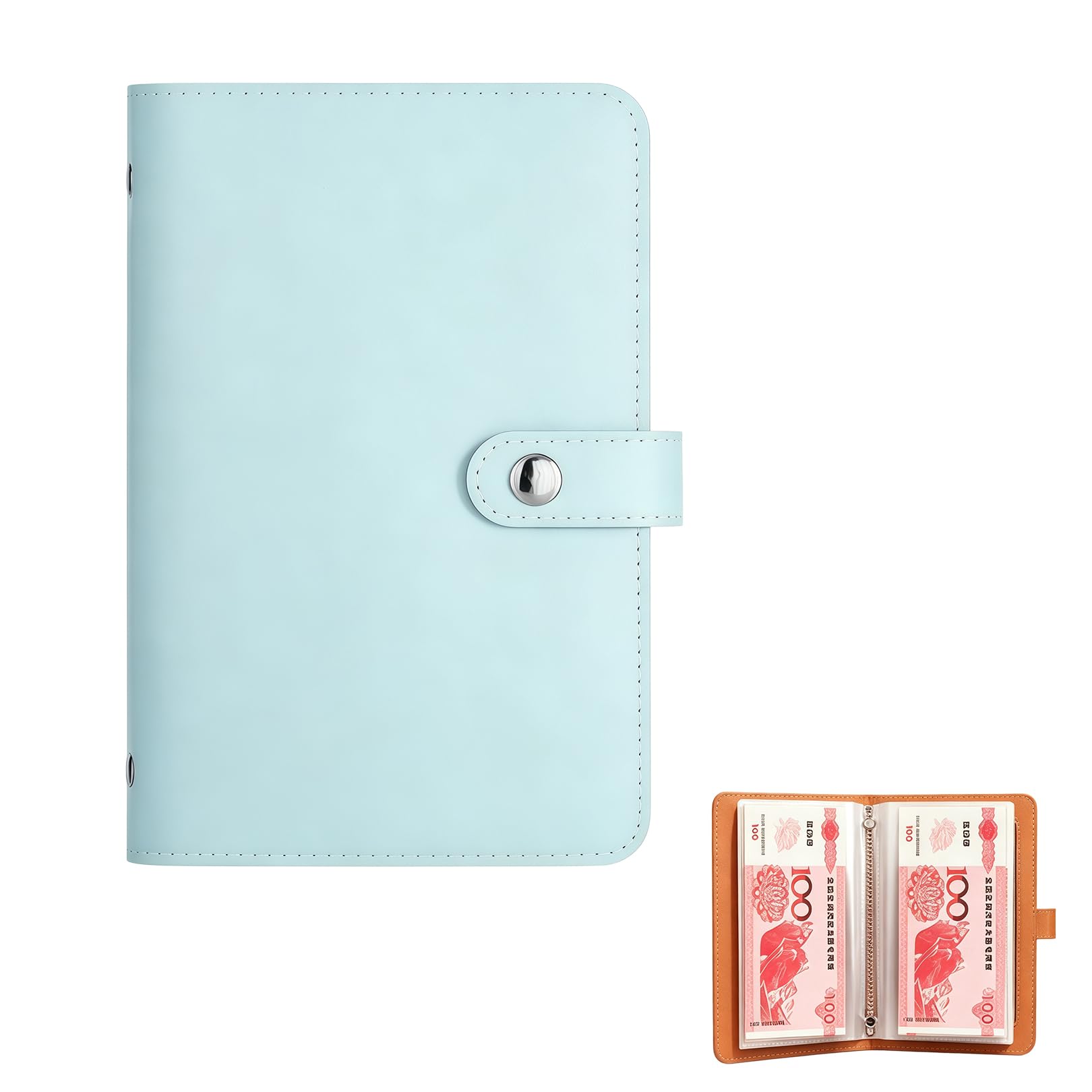 Money Saving Wallet, 100 Envelopes Savings Challenge Binder with Savings Notebook, Cash Budget Organizer Folder for Couples, Home & Office Money Saving Challenge Book UK (Blue)