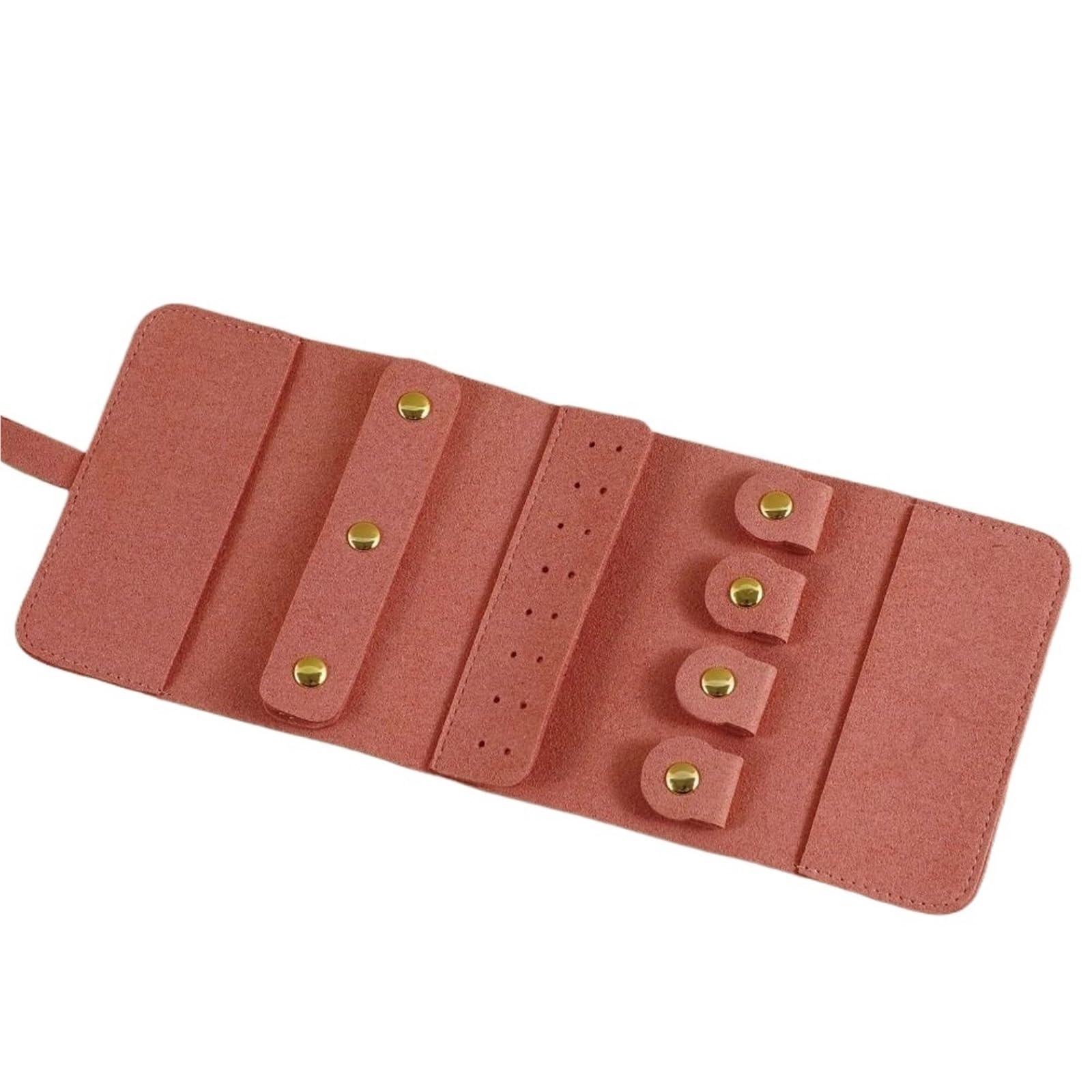 RUWLFE 1Pcs Jewelry Roll Bag Travel Bags Foldable Case Soft Storage for Rings, Necklaces, Earrings(Dark Pink)