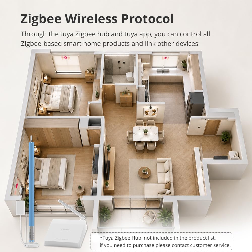 Moteur de store intelligent pour tube de 17 mm/25 mm/28 mm, moteur de store à rouleau Zigbee rechargeable, fonctionne avec Alexa et Google Home, contrôle par application, nécessite un hub Tuya Zigbee