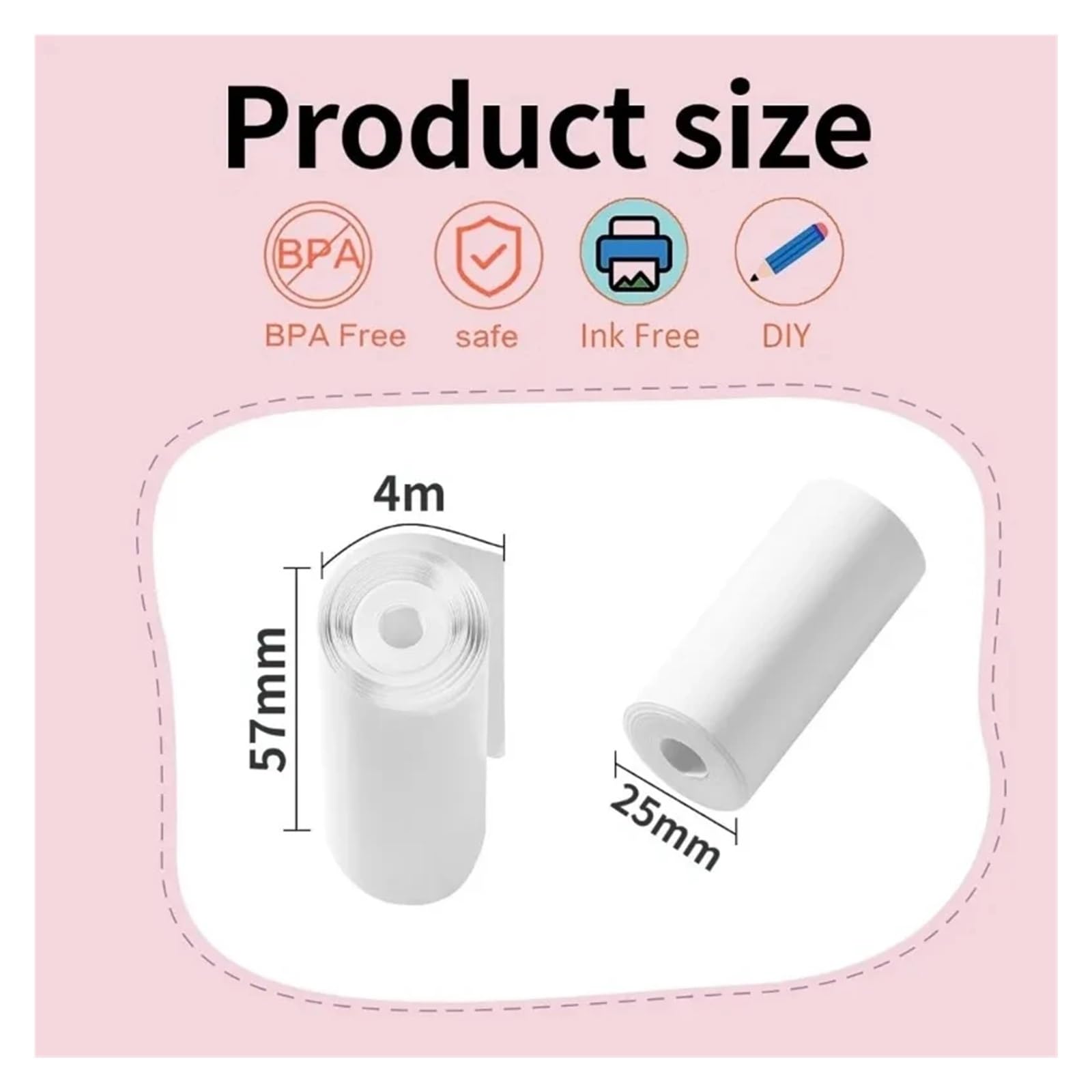 rollos de papel térmico, Paquete blanco de Rolls 57x25m m del papel termal la cámara instantánea los niños 10 o 20 rollos(20 Rolls)