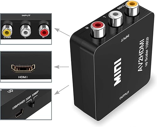 Miniatura 3 de RCA a HDMI, convertidor AV a HDMI, 1080P 4k Video Audio TV 3 RCA CVBS HDMI con cable de carga USB
