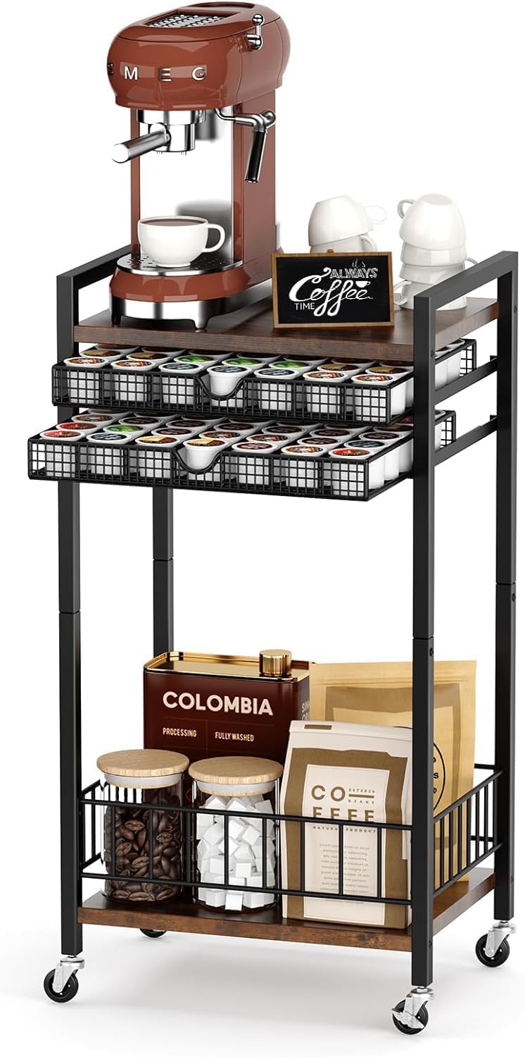 OGFC 59111 Cup Holder Rack,Coffee Pod Holder Drawer for 84 Coffee Pods Storage, Stylish Home or Office coffee bar organizer,Rustic Brown.-image-37