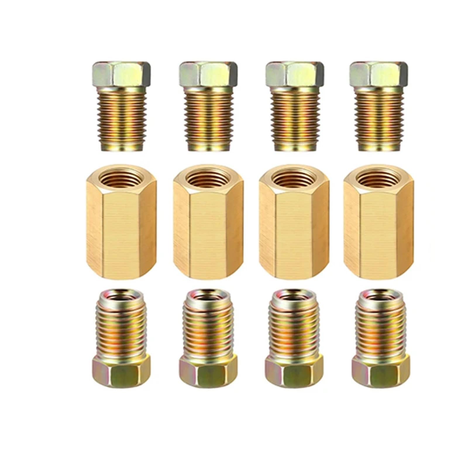 Maryear 12Pcs Brake Line Fittings 3/16" Brake Pipe Fittings Set 4 Unions And 8 Nuts For Sae Flaring Line Kit(12Pcs)