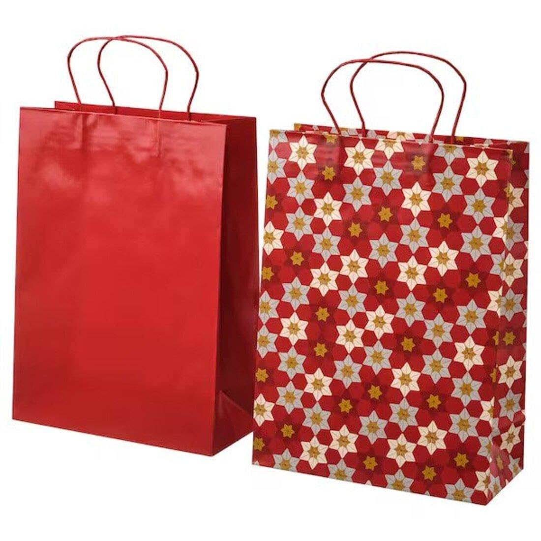 - IKEA VINTERFINT Gift bag, mixed patterns red, 26x35 cm (10 ¼x13 ¾ ") (2 pack)
