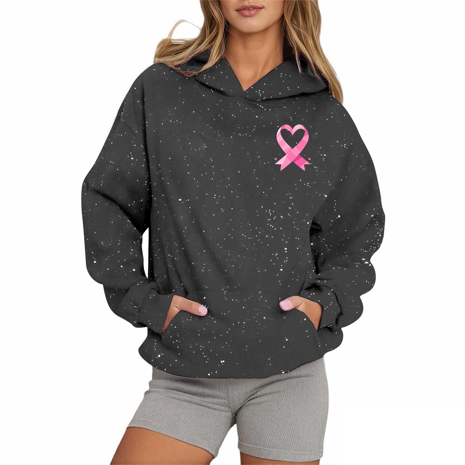 Sweats à Capuche Octobre Rose | Hoodie Étoilé Mixte Décontracté - 6