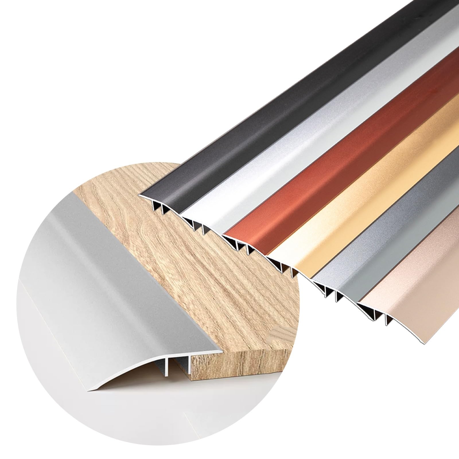 Aluminiowa listwa progowa do podłogi, przejściowa w kuchni i łazience, aluminiowa drzwi, łatwa montażu, wykończeniowa drzwi/szara/dł. 110 cm (złota, dł. 140 cm)(Silver,L 120Cm)