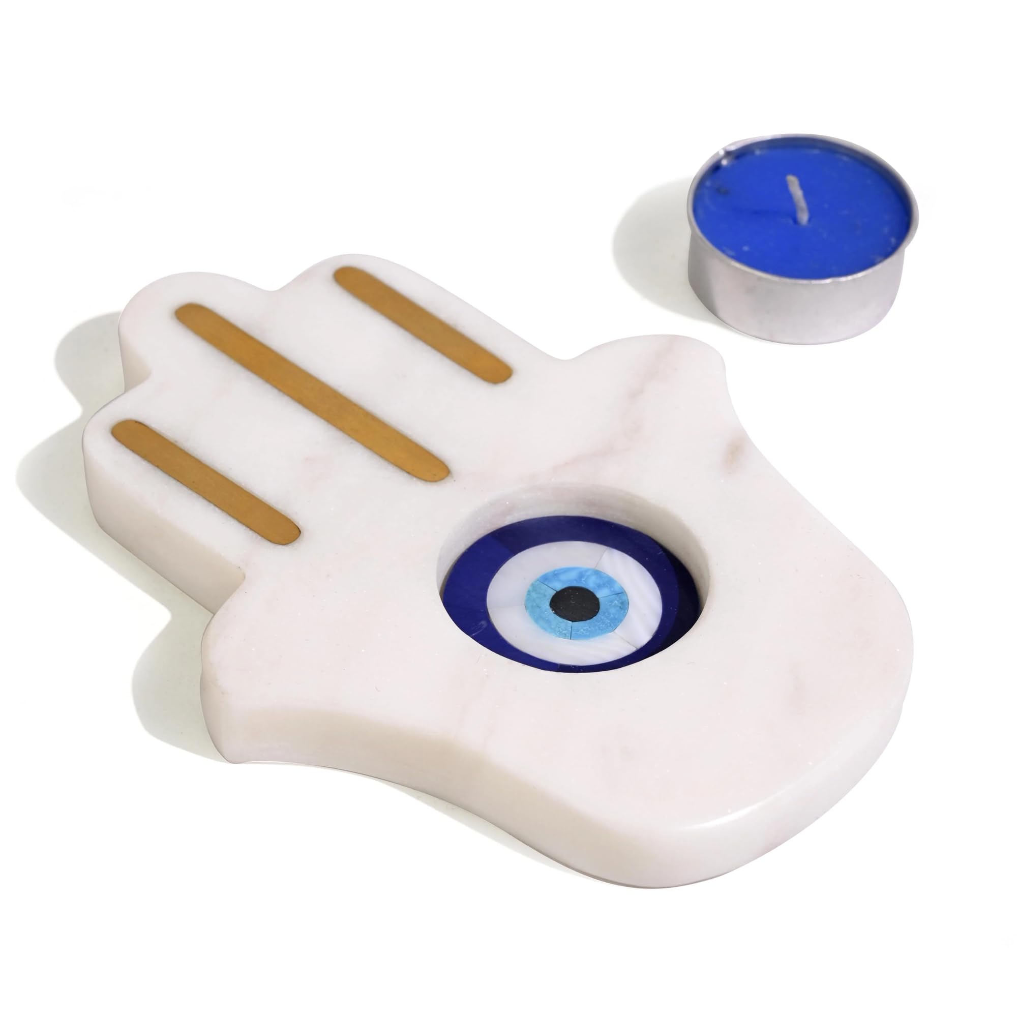 SEREIN Hamsa Tea Light Holder Candle Light Dinner Holder Spiritual Home Décor with Evil Eye Protection for Positive Energy, Meditation, and Festive Ambience Perfect for Home, Office, Festive Gifting