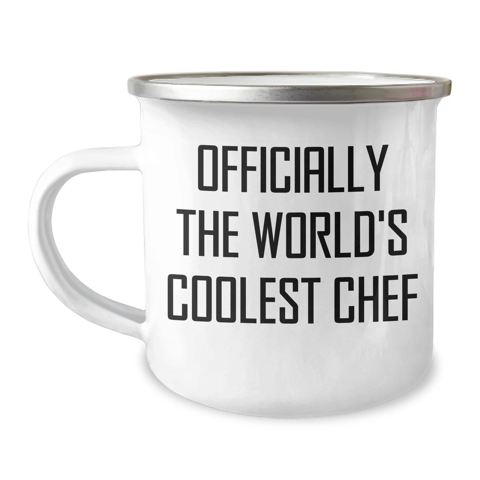 Chef's Valentine's Unique Gifts for the World's Coolest Chef - Funny Camping Mug for Chef Lovers, Officially The World's Coolest Chef, Stainless Steel with Enamel Finish
