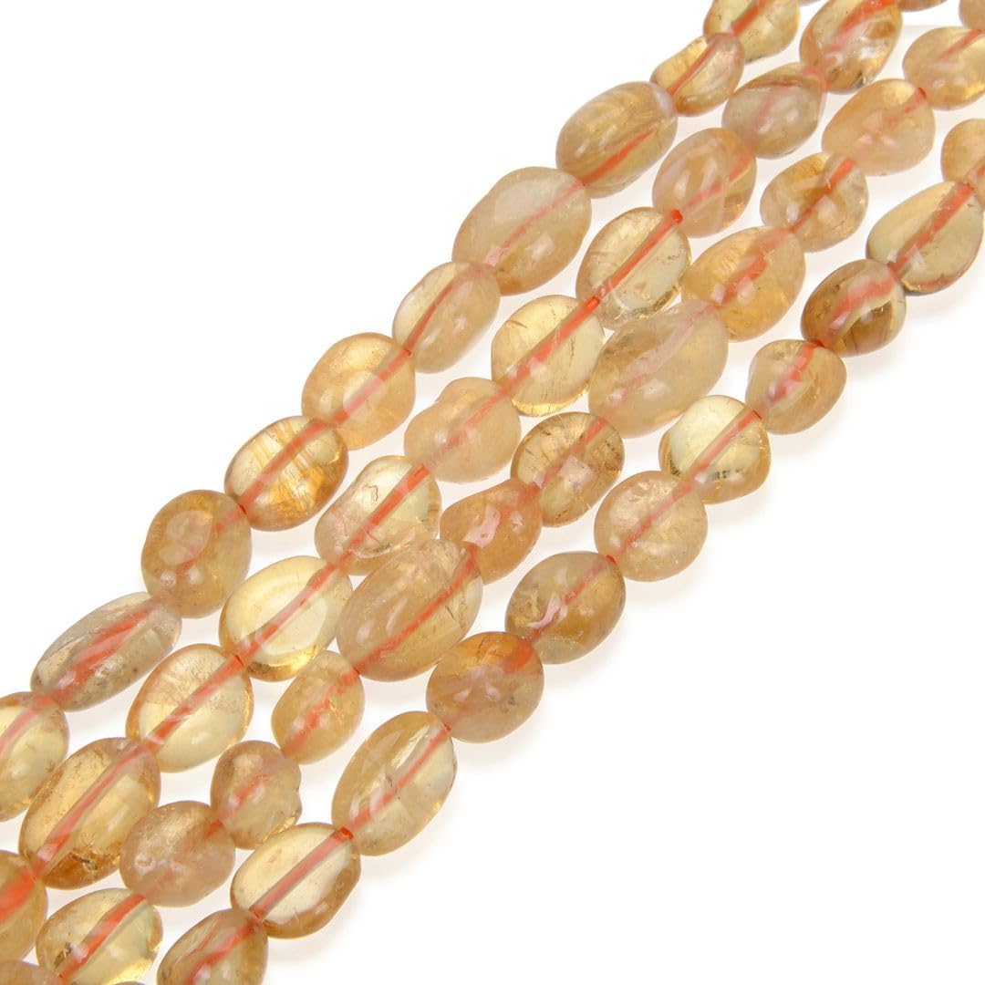 Adabele 15 Inch Natural Yellow Citrine Gemstone Loose Beads 8mm to 12mm Free Form Oval Tumbled Pebble Gem Stone Spacer for Jewelry Making GZ12-8