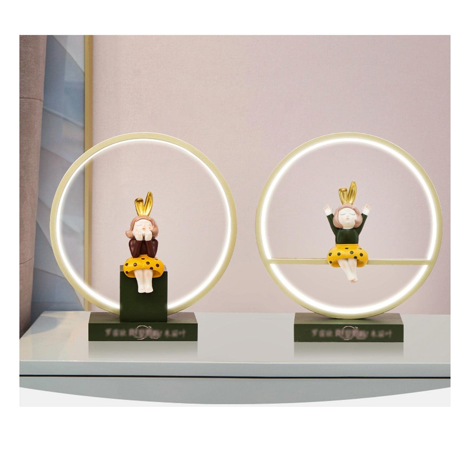 Lámpara Mesilla/Lámpara Escritorio Juego de 2 lámparas de mesa con puertos de carga USB, lámparas de mesita de noche con chica de resina for estilo, dormitorio, sala de estar Lámpara de Mesa/lámpara d