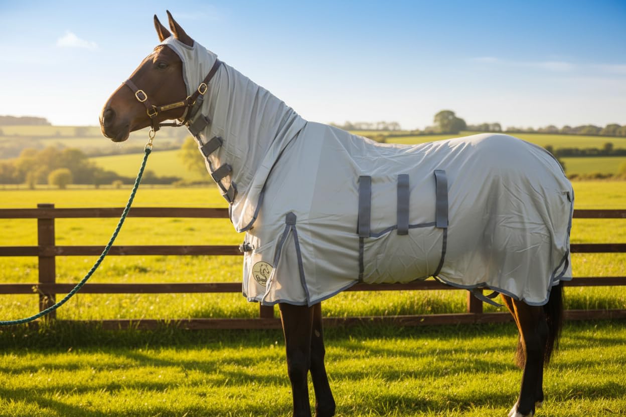 Ruggles Combo Fly Rug With Adjustable Belly Band And Ear Holes | Protect Your Horse/Pony from Flies Midges & Biting Insects (6' 6")