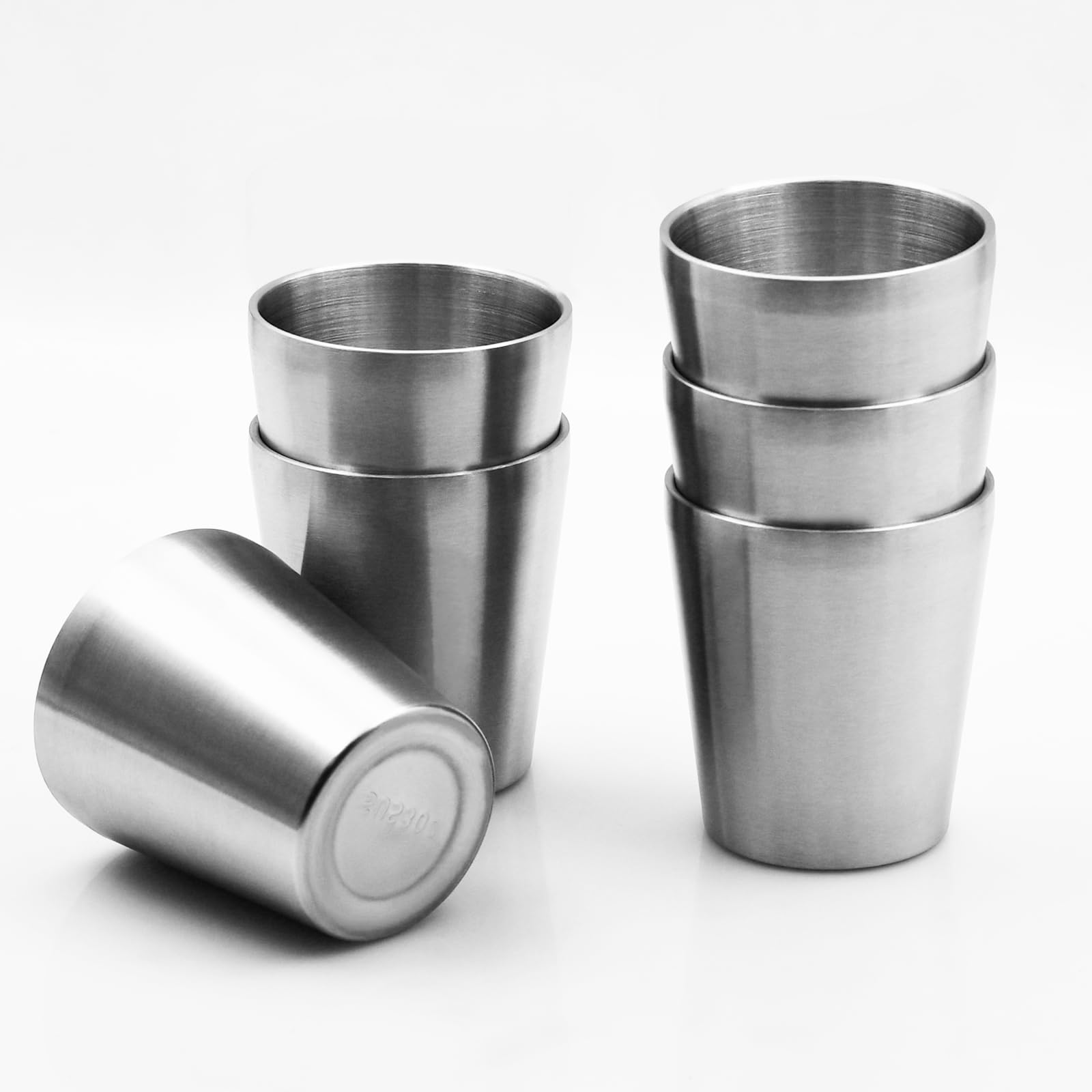 LYFJXX 6 Pack Stainless Steel Cup, Double Wall Vacuum Water Glasses, 10oz Reusable Metal Beer Cups