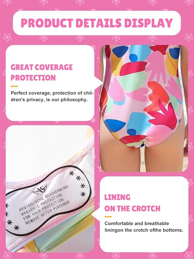 Image of Angel season Girls Swimsuits Kids Bathing Suit One Piece Swimwear with UPF 50+ Cute